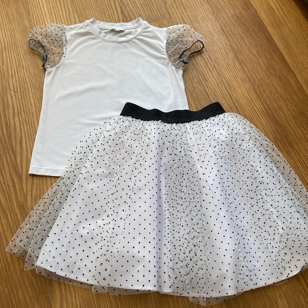 Silver Spoon Girl Polka Dots Set Top Blouse & Skirt Size 9-10 134